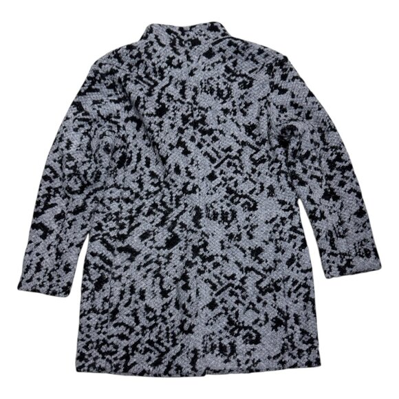 BANANA REPUBLIC Knit Collarless Coat Gray Wool Long Trench Peacoat Womens Large - Picture 4 of 7